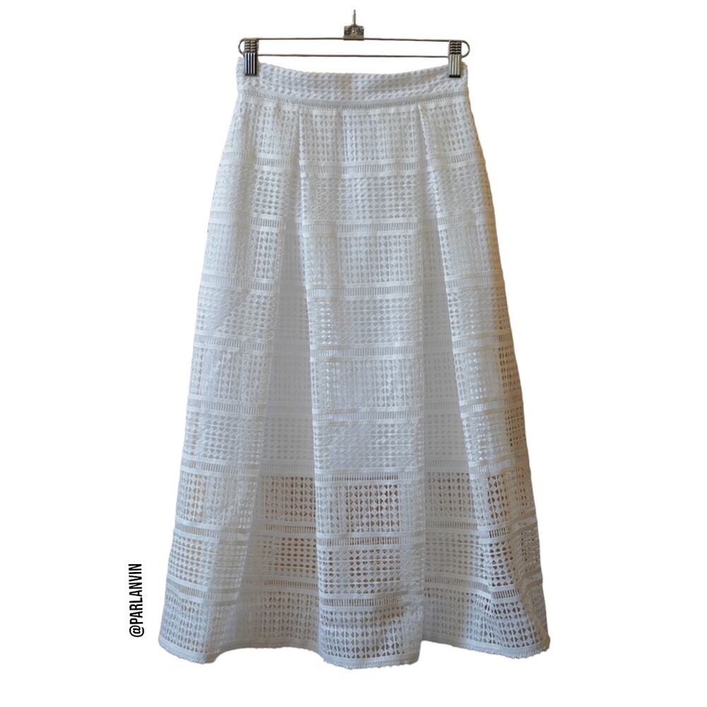 Nicholas Summer Lace Midi A Line Skirt White Cream Size US 2